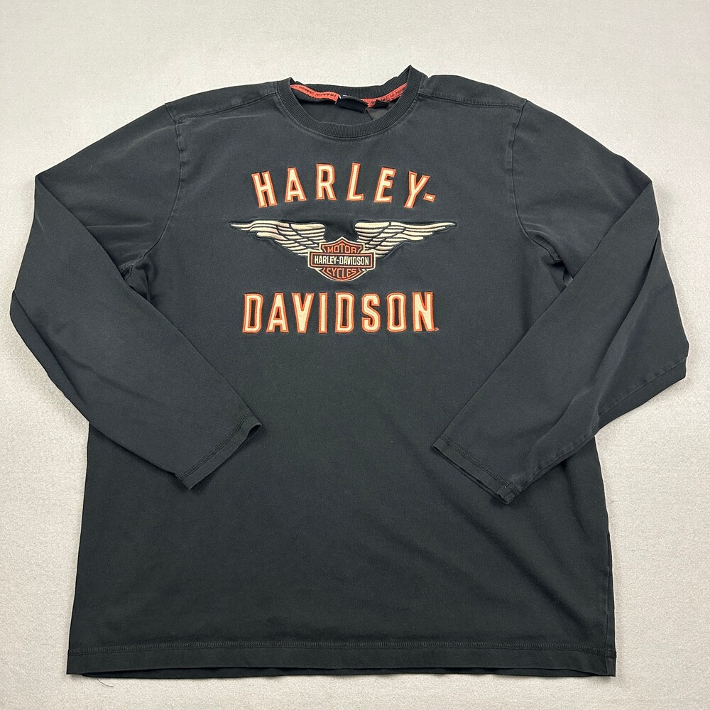 Harley-Davidson Shirt Men Extra Large Black Genuine Motorclothes Long Sleeve Top